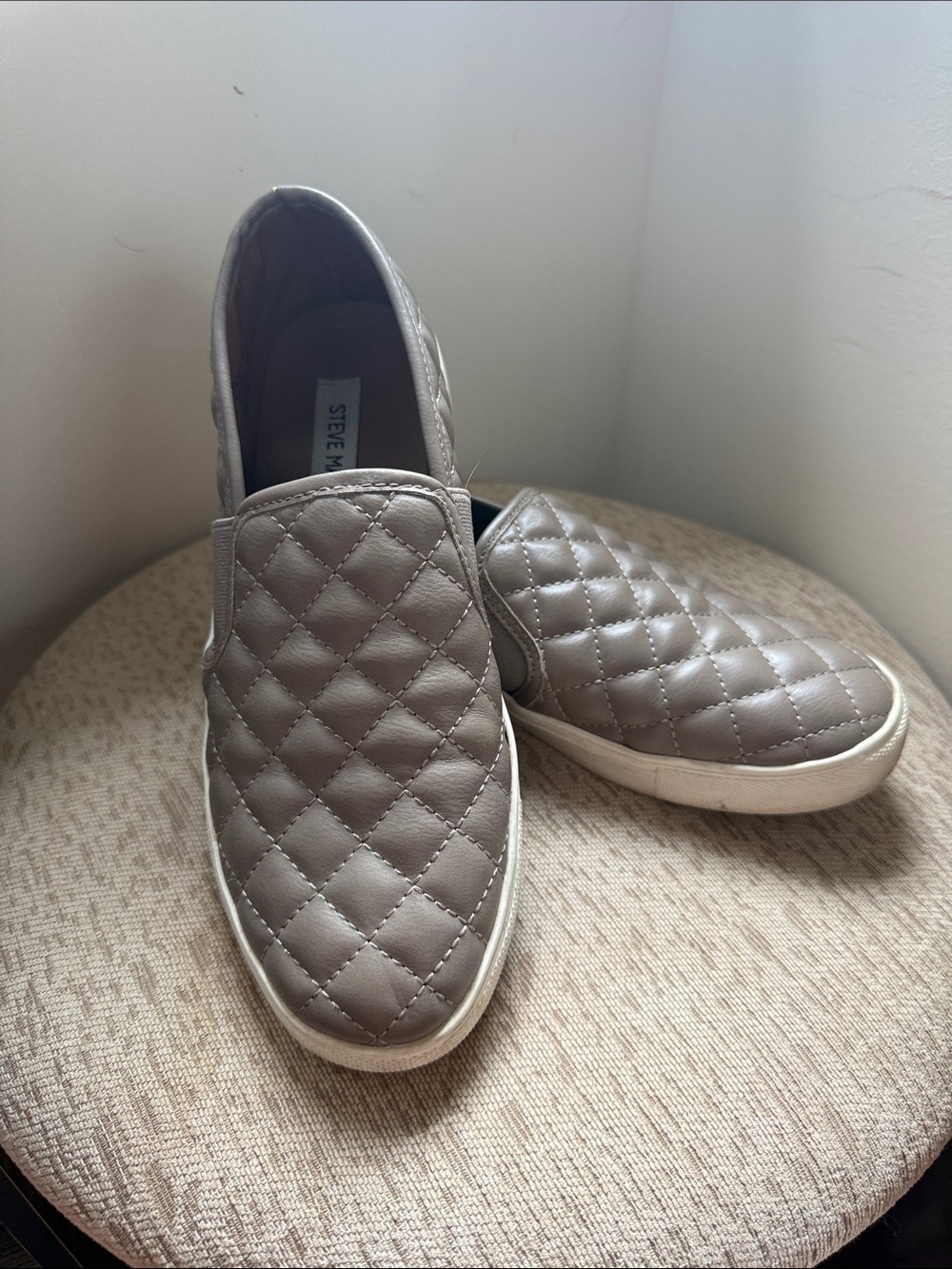 Steve Madden Quilted Slip-On Sneakers - Taupe Gray
